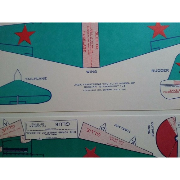 Airplane Toy Vintage Jack Armstrong Tru-Flite Model Russian Stormovik GM Cereal - Picture 8 of 10